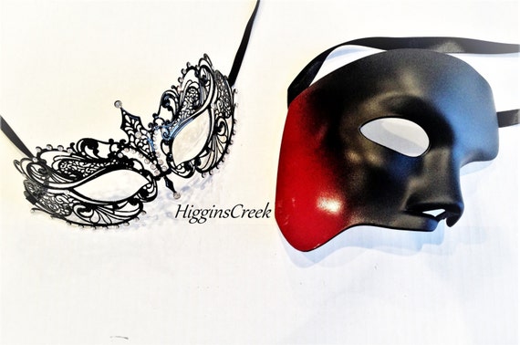 Couples Phantom Masks Party Masquerade Masks Red Black Theme Etsy