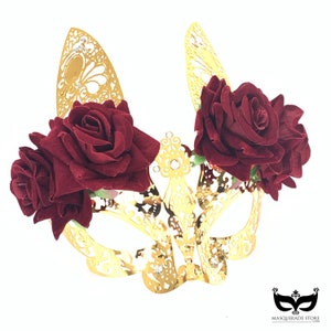 Gold Rose Bunny Masquerade Mask for Women