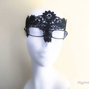 masquerade masks for eyeglass wearers, Lace masks for glass wearers, Open eye Venetian lace mask Custom color and rhinestones image 6