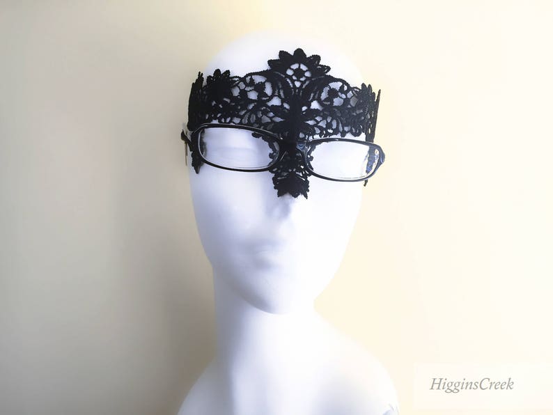 masquerade masks for eyeglass wearers, Lace masks for glass wearers, Open eye Venetian lace mask Custom color and rhinestones image 6