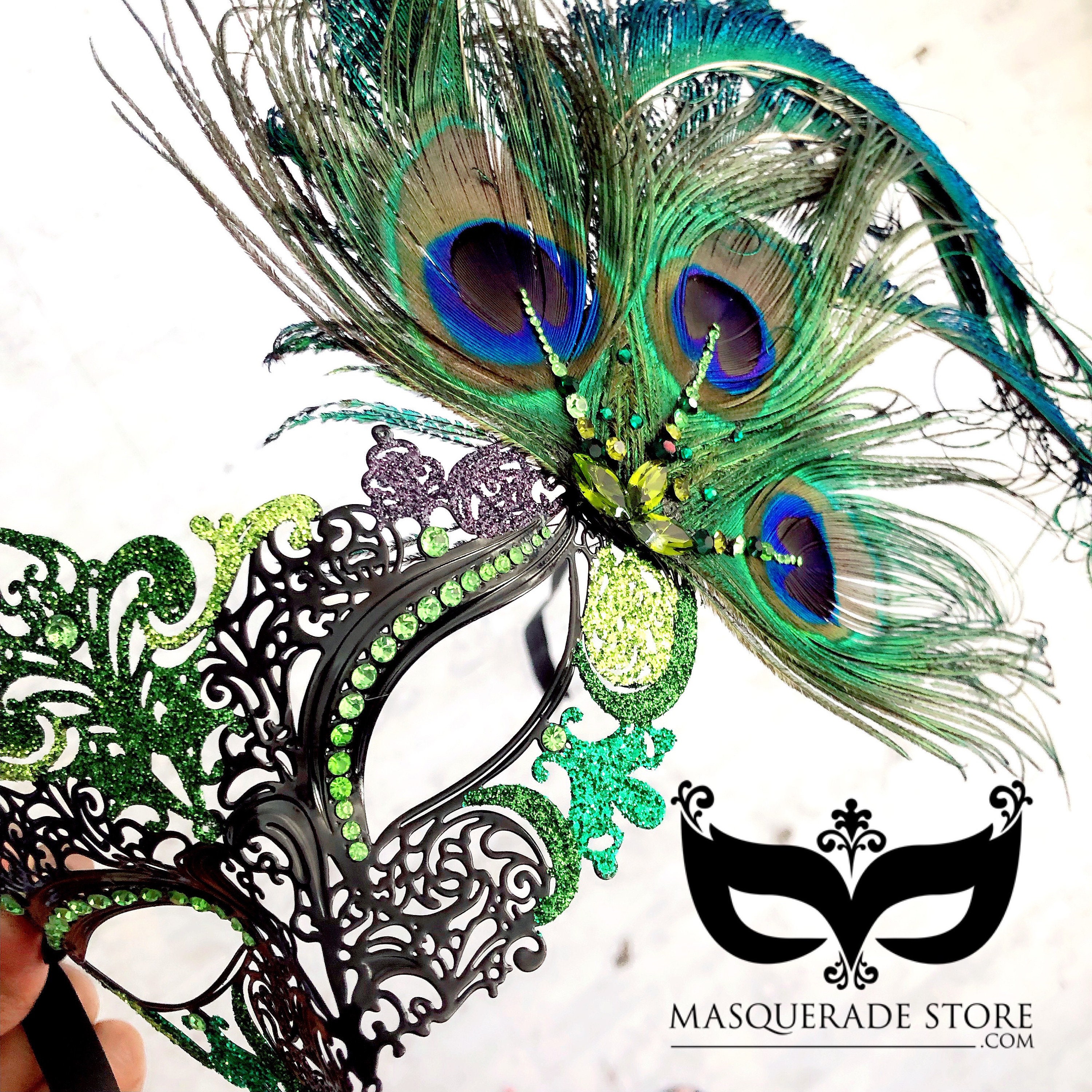 Luxury Masquerade Mask GREEN Masquerade Party MASK Custom  display picture 1