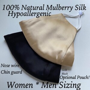 Mulberry Silk Masks 4 layer Nose wire 100% SILK Mask Women's LUXURY SILK Face Mask More Colors image 3