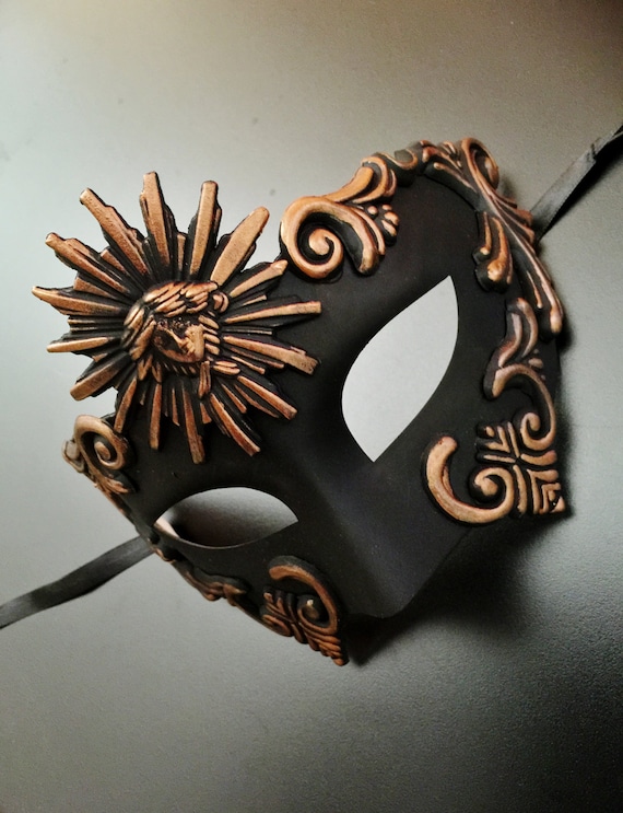 Men's Roman Gladiator Vintage Feather Venetian Masquerade Mask Rustic Bronze NEW Men's Roman Gladiator Vintage Feather Venetian Masquerade Mask Rustic Bronze NEW