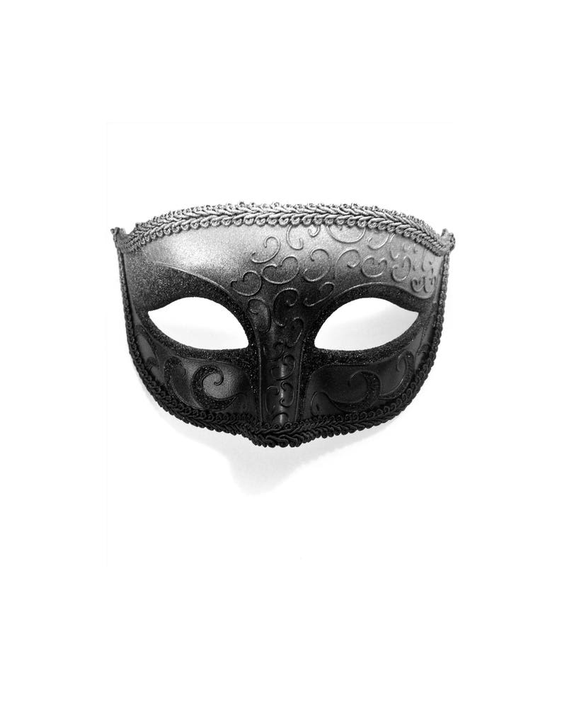 Gold Mens Mask, Black Mens Masquerade Mask for Men, Silver Venetian Mask for Men image 4