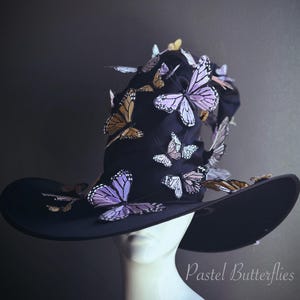 Witch Costume Good witch Hat - Pastel Butterfly Pointy wide brim hat