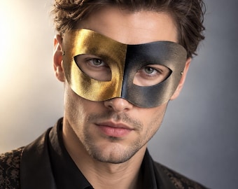 Gold Silver Masquerade Mask, Two Tone Venetian Eye Mask for Masquerade Ball