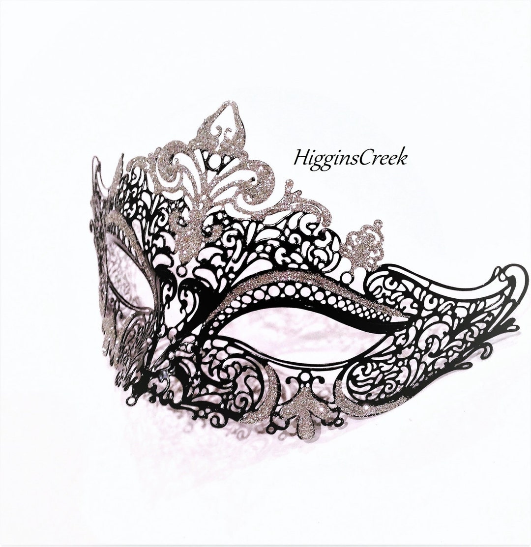 Silver Masquerade Mask Women's Masquerade Mask Black Etsy