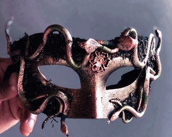 Bronze Medusa Snake Forest Masquerade Mask