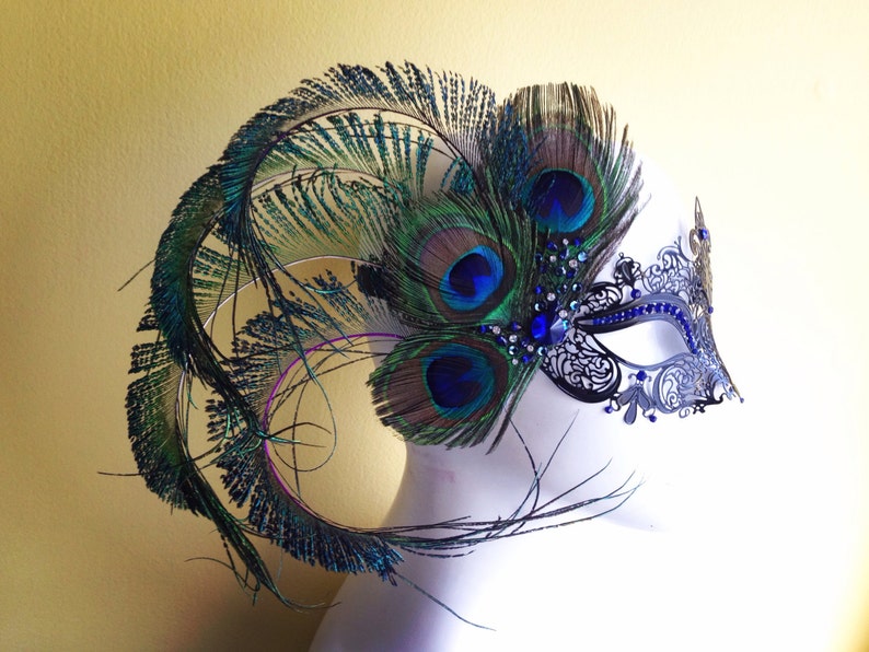 Peacock Feather Masquerade Masks, women Feather masks, peacock costume masks, womens masquerade masks, masquerade ball image 1