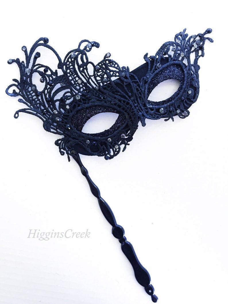GOLD /& LACE SILVER VENETIAN MASQUERADE MASK ON A HAND HELD STICK PARTY PROM
