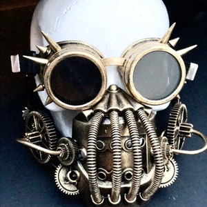 Steampunk gas mask respirator dust mask cosplay Goggles rave gas mask gold silver copper gear mask image 4