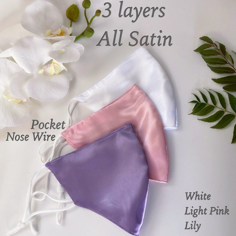 LUXURY SATIN Face Mask Pink Fabric Satin Masks Comfort Best Etsy