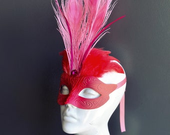 Flamingo Women's Masquerade Mask Pink Flamingo Feather Mask - Adult