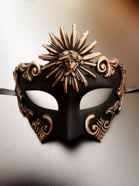 Men's Roman Gladiator Vintage Feather Venetian Masquerade Mask Rustic Bronze NEW Men's Roman Gladiator Vintage Feather Venetian Masquerade Mask Rustic Bronze NEW