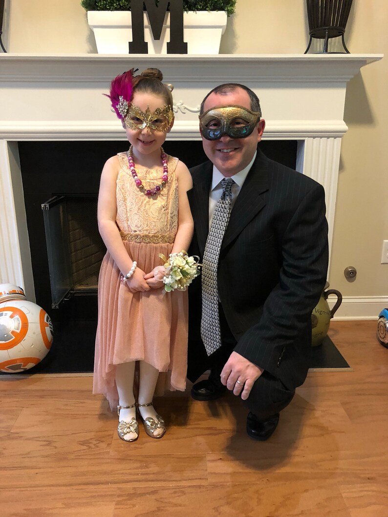 Daddy daughter masquerade masks kids feather mask Father Etsy