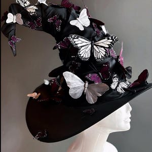 Cappello da strega nero, cappello da strega, cappello da mago, cappello a punta, cappello a tesa larga, mago, stregone, stregone di Halloween, cappello alto, stregoneria di Halloween immagine 10