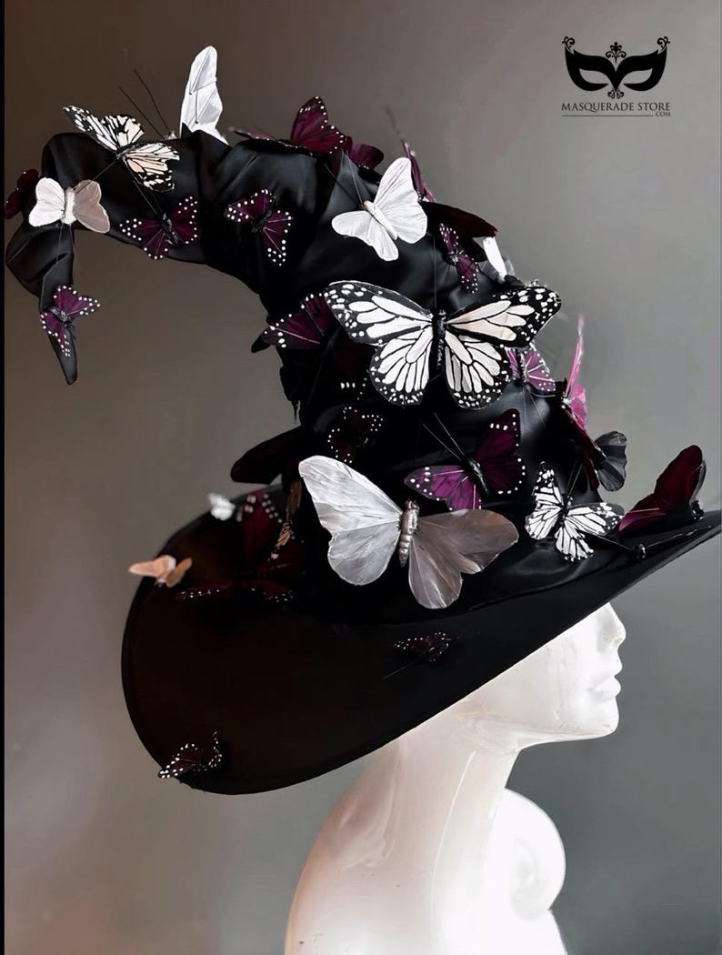 Cappello da strega nero, cappello da strega, cappello da mago, cappello a punta, cappello a tesa larga, mago, stregone, stregone di Halloween, cappello alto, stregoneria di Halloween immagine 10