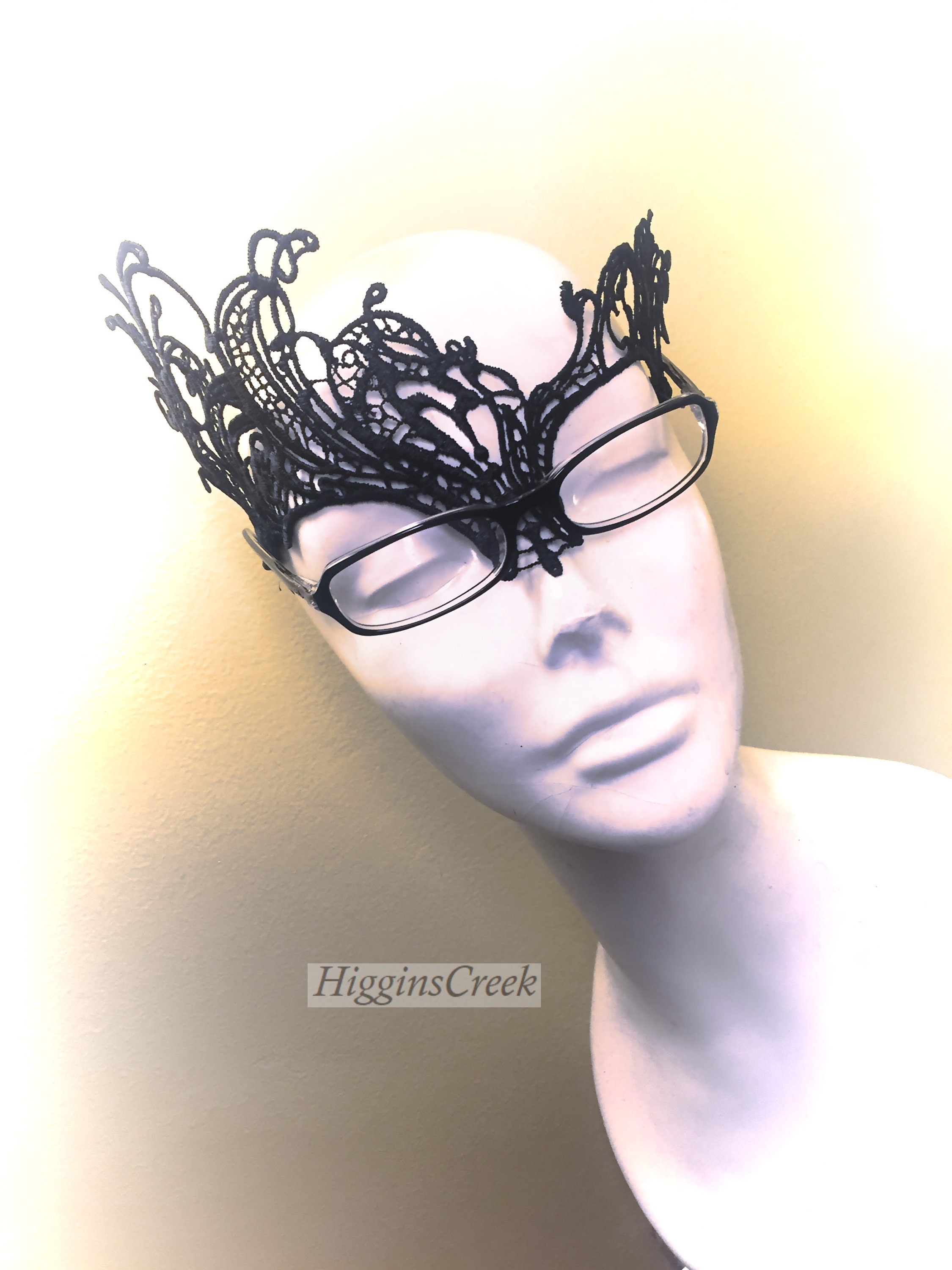 Black Lace Masks for Women Glass Wearers, Mask for Eye Glasses, Black Mask Eye Glass Masquerade Masks