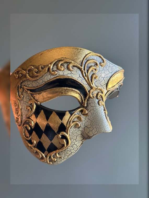 Phantom Venetian Masquerade Half Face Party Mask - Metal Silver