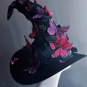 Cappello da strega nero, cappello da strega, cappello da mago, cappello a punta, cappello a tesa larga, mago, stregone, stregone di Halloween, cappello alto, stregoneria di Halloween immagine 12