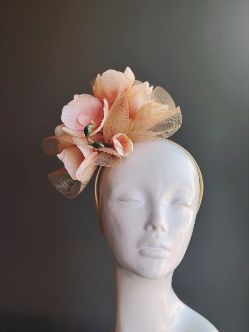 Fascinator Hat Magnolia Headband for Women, Tea Party Hat, Flower Headpiece Accessory image 7