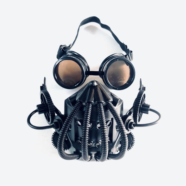Black Steampunk Gas Mask Masquerade Mask Respirator Mouth Guard Halloween Mask wasteland mouthguard