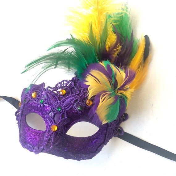 Mardi Gras Mask Feathers Women Masquerade Mask with Fishnet Veil and Feathers, Women's Mardi Gras Masquerade Mask