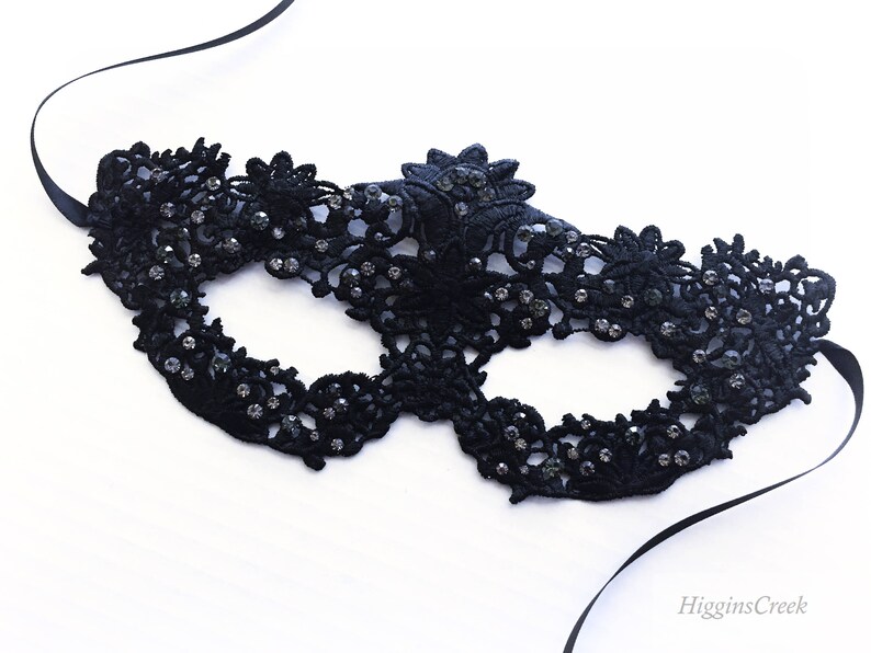 Women Masquerade Mask Black Diamond Womens Mask Womens Lace Etsy