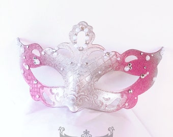 Kids masquerade mask girls party mask princess costume masks Pink masquerade Ball Kids girls party handcrafted with jewels and custom color