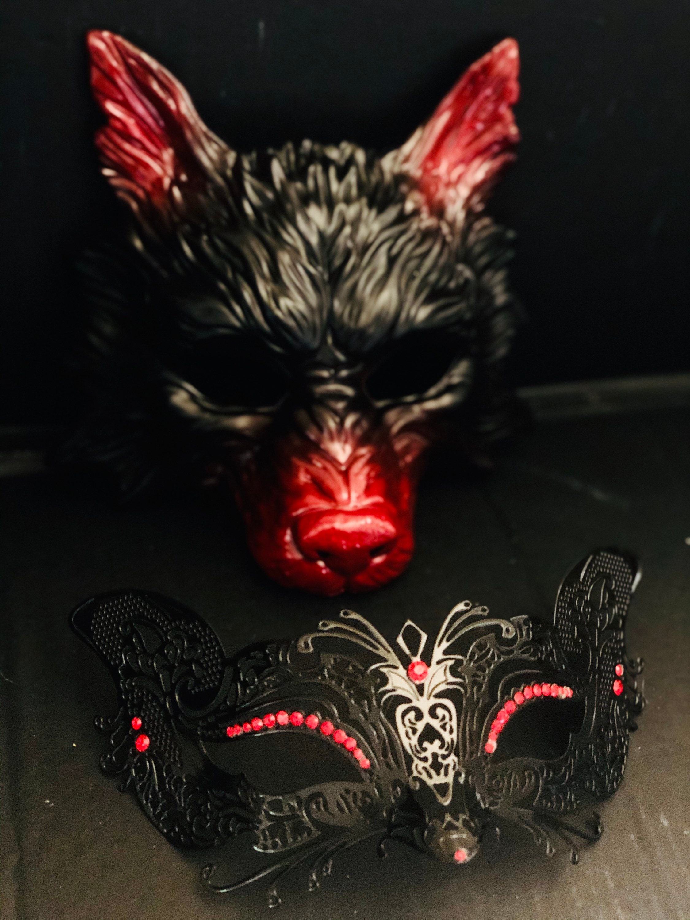 Masquerade mask men wolf Mask animal halloween werewolf couple Etsy