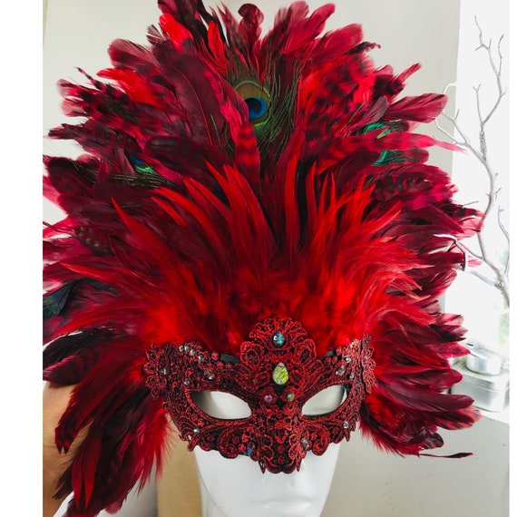 Red Masquerade Ball Mask Costume School Birthday Graduation Prom Lingerie Party 