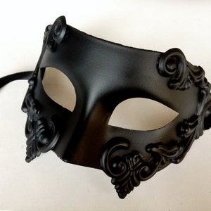 Black Mens Mask Gladiator Mask Greek God Mask Masquerade Masks Roman Mens Mask venetian Ball image 7