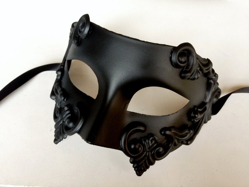 Black Mens Mask Gladiator Mask Greek God Mask Masquerade Masks Roman Mens Mask venetian Ball image 7