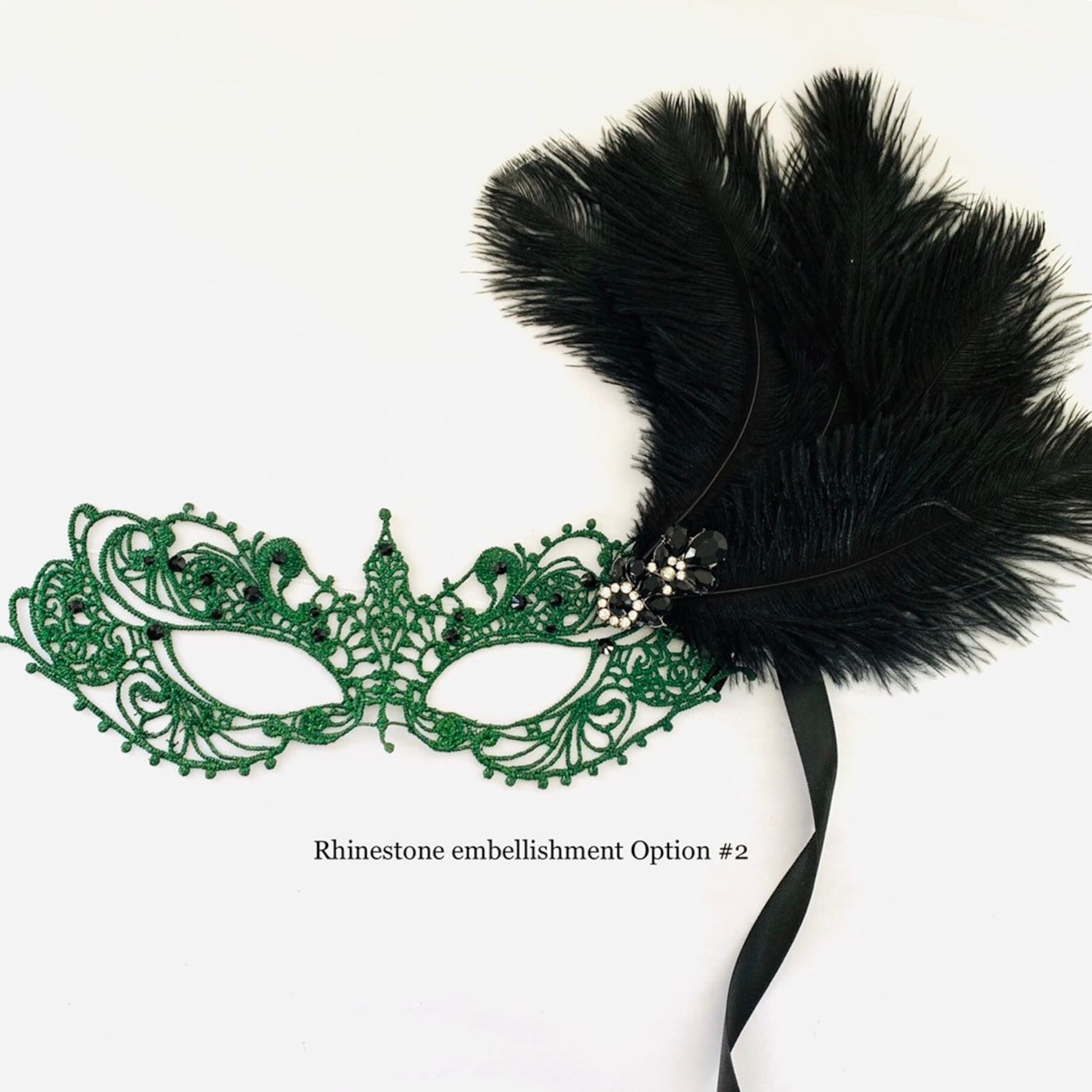 Emerald Green masquerade feather mask women Green lace Mask Etsy