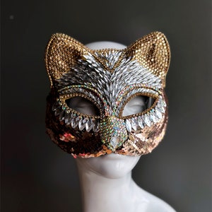 Gatto Mask Cat Masquerade Mask Therian - Gold - Adult