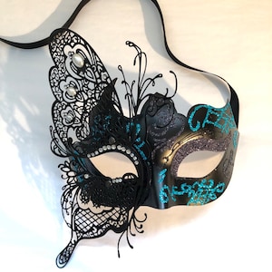 Masque de mascarade femme, Masque papillon élégant, Masque bal masqué, Masques de mardi gras, Masque bal masqué thème bleu turquoise