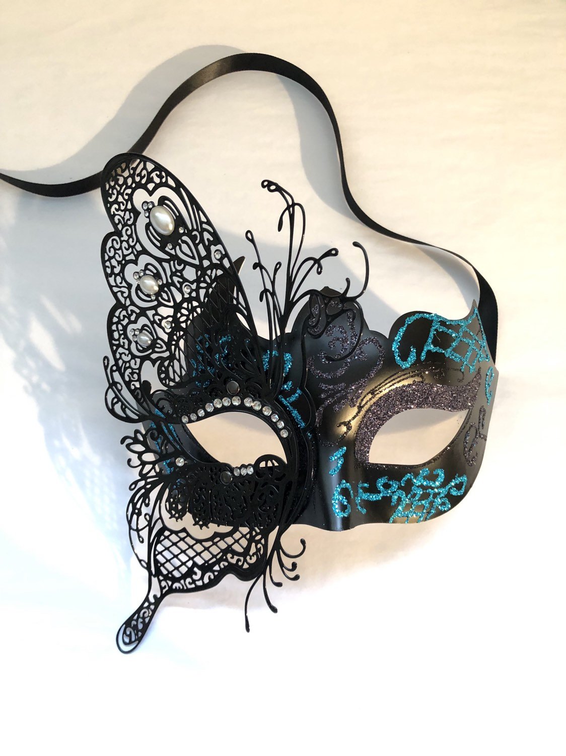 Women Masquerade Mask, Elegant Butterfly Mask, Masquerade Ball Mask, Mardi Gras Masks, Masquerade Ball Mask Turquoise Blue Theme