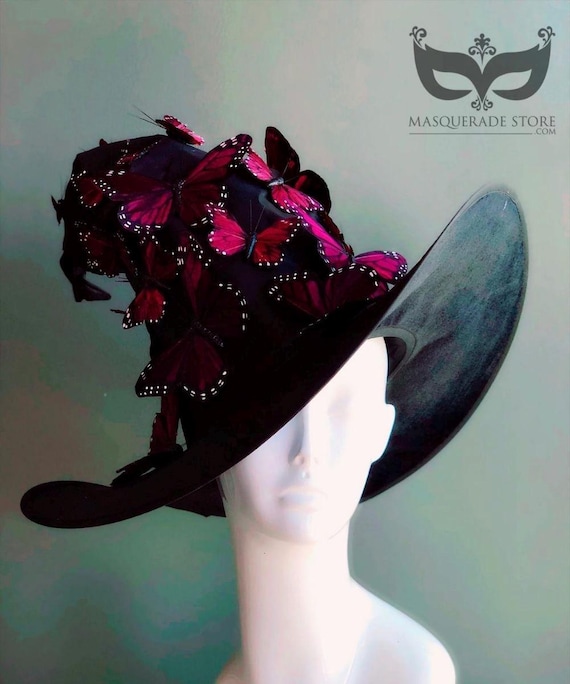 Pink Butterflies Witch Hat, Enchanting Halloween Hat for Women, Butterfly Witch Costume Accessory