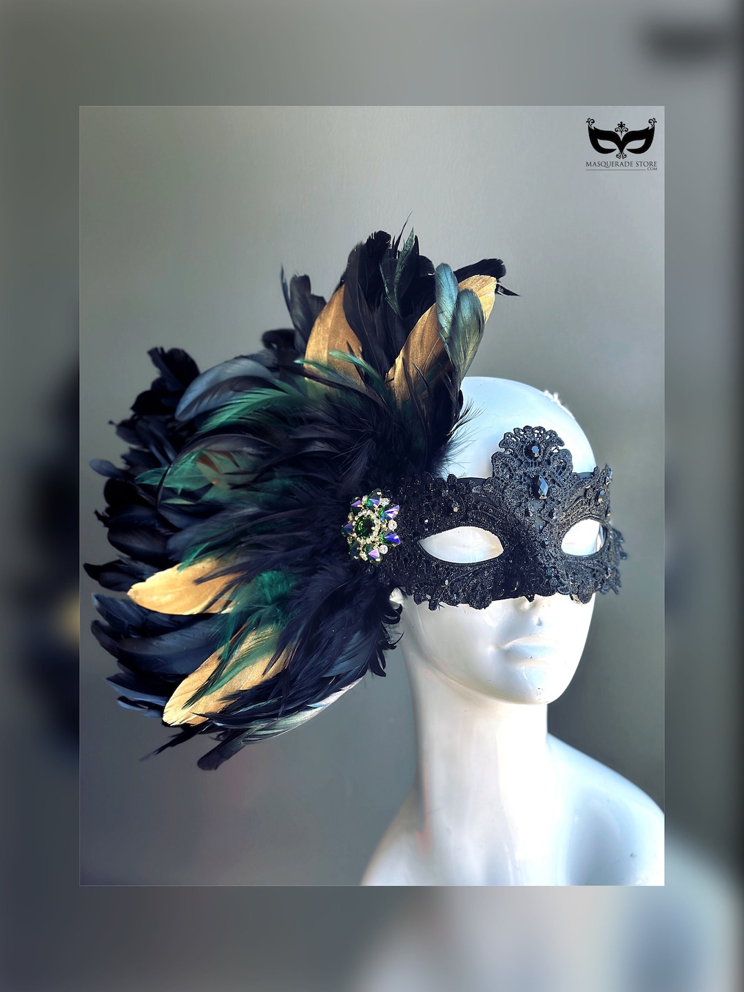 Black Feather Masquerade Mask Womens Masquerade Mask Etsy