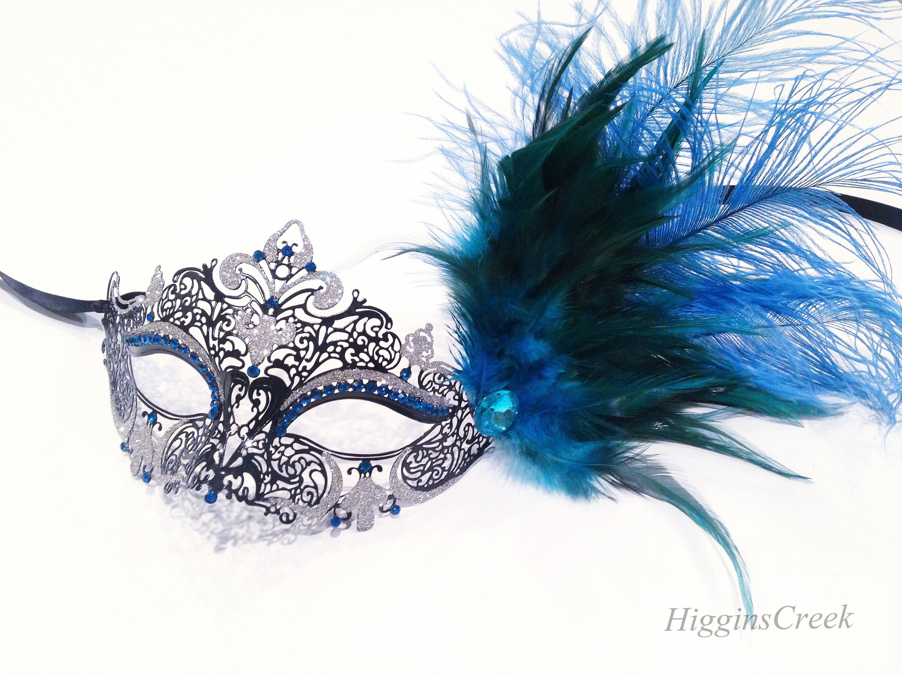 STONEFANS Rhinestone Masquerade Mask Face Jewelry for Women Blue Prom Half  Face Mask Wedding Halloween Costume Accessories (B-Silver) - Yahoo Shopping