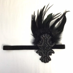 Silver Flapper Headpiece women Roaring 20's Headpiece Silver Headband With Feathers For Elegant Events image 3