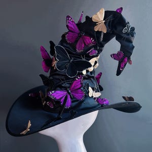 Cappello da strega nero, cappello da strega, cappello da mago, cappello a punta, cappello a tesa larga, mago, stregone, stregone di Halloween, cappello alto, stregoneria di Halloween immagine 19