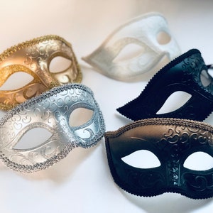 Black Gold Masquerade Masks Men Halloween Mask, Gold Silver Masquerade Mask