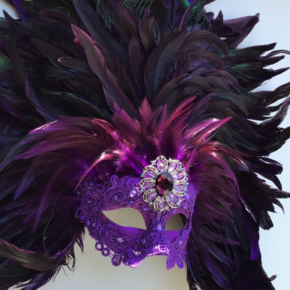 Purple Feather Brazilian Carnival Mask Rio Carnival Mask Etsy Purple Feather Brazilian Carnival Mask Rio Carnival Mask Etsy
