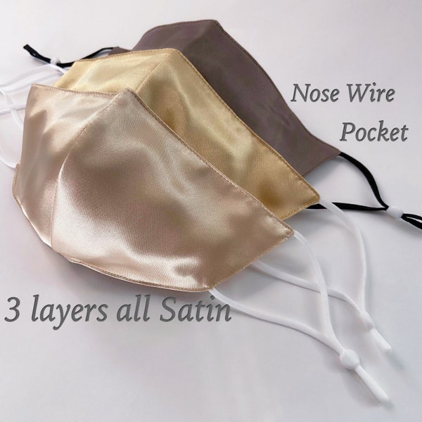 CHAMPAGNE Gold SATIN Mask Cheap Satin Face Mask Silky satin Mask for sale Comfort best Fit stunning color high quality Best price