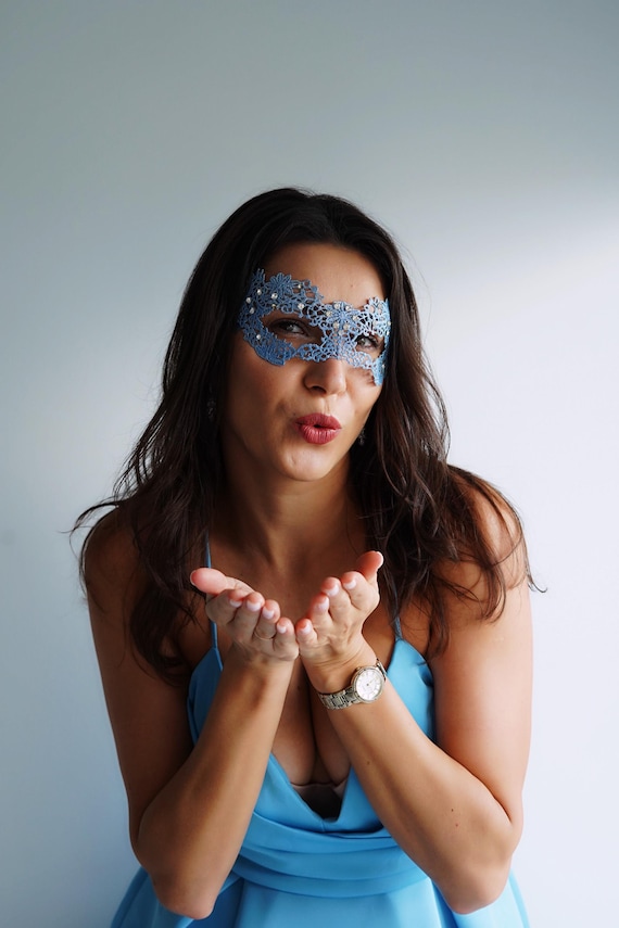Light Blue Lace Mask Womens Masquerade Ball Mask - Etsy