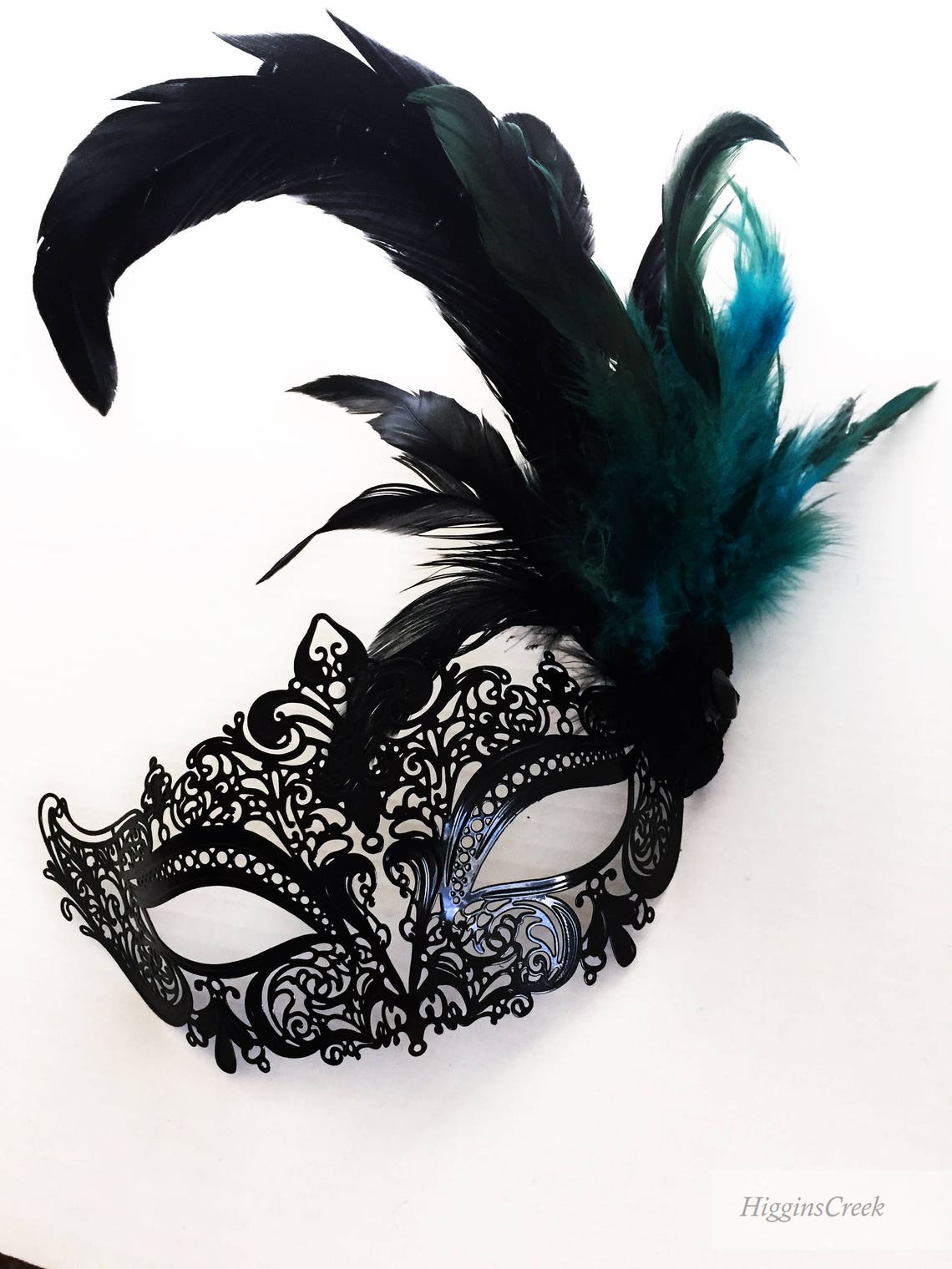 Teal Women Masquerade Mask Feather Masks Mardi Gras Masks | Etsy