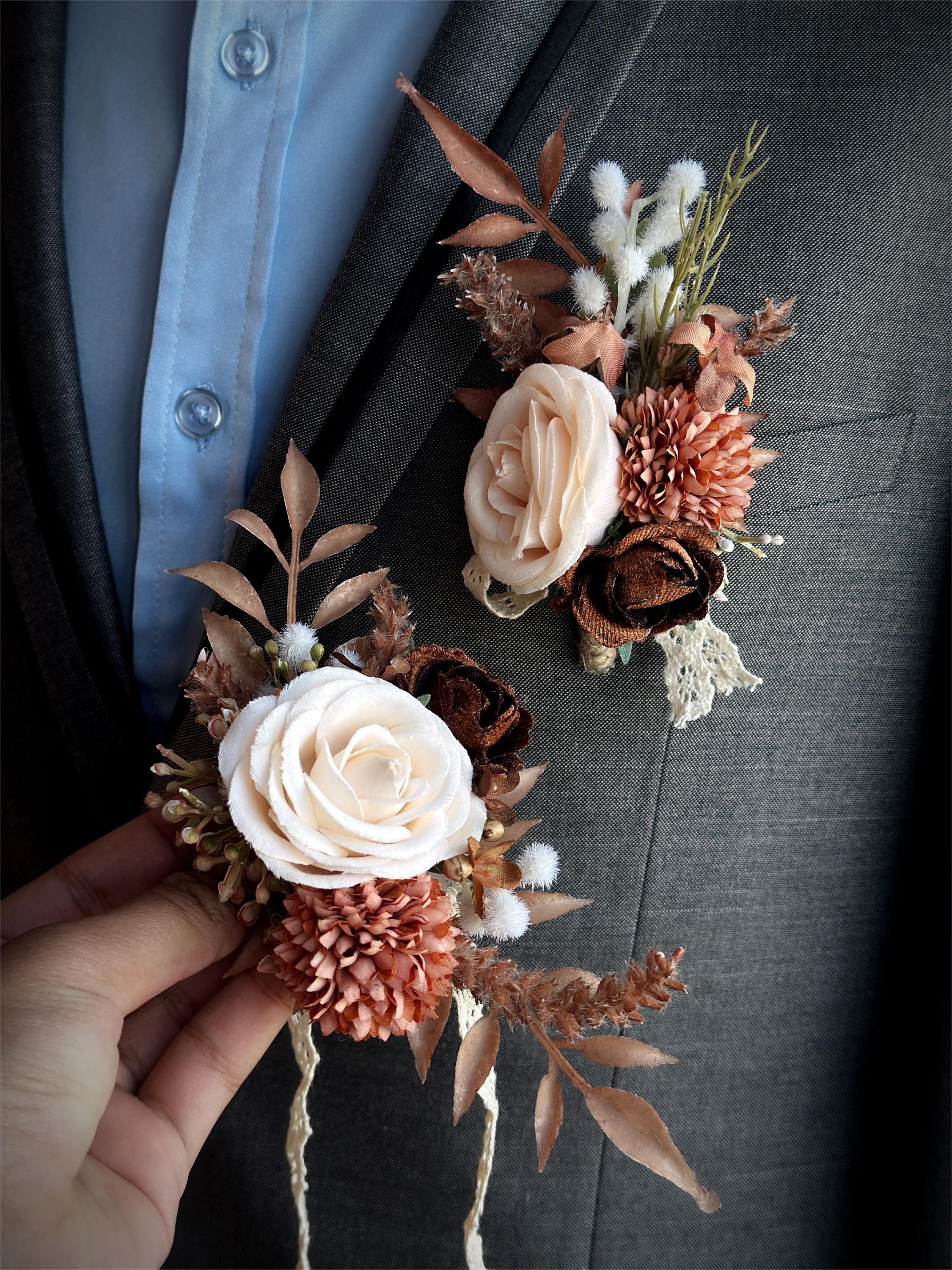 Neutral Rose Corsage and Boutonniere for Prom Homecoming