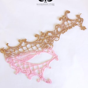 Pink Gold Lace Masquerade Mask Prom Masquerade Mask Masquerade Ball Lace Mask Prom Dress Mask Weddings Bridal Masquerade Masks