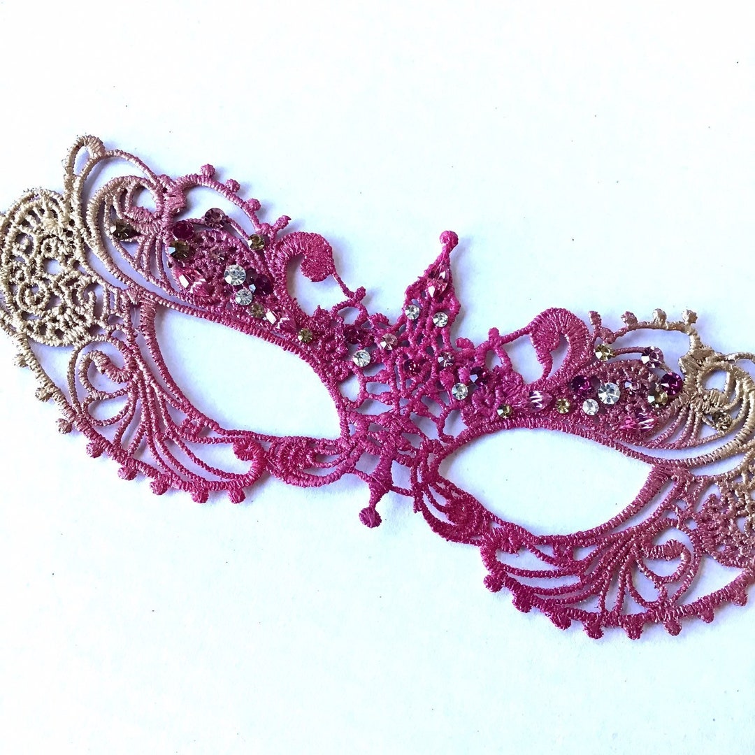 Pink Womens Masquerade Mask Pink Lace Mask Masquerade Gala Etsy